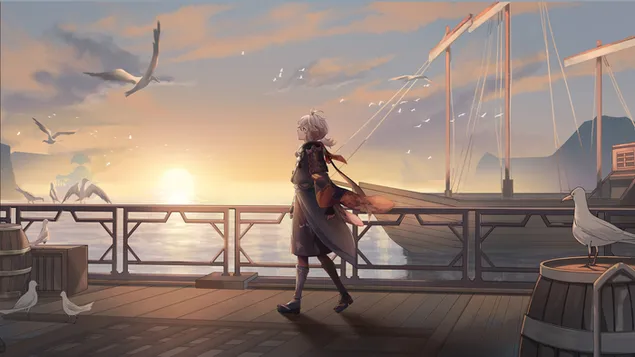 anime adam aether ve guzel gun batimi | genshin etkisi indir