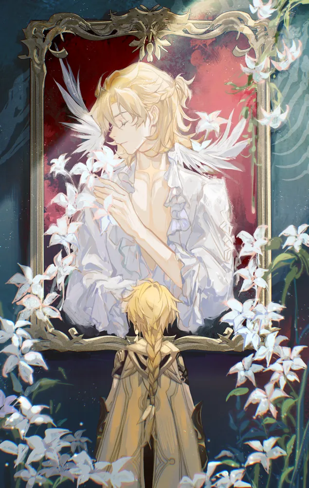 muat turun lelaki anime aether menonton lukisan nenek moyangnya | kesan genshin