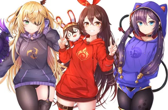 Tapeta Anime gang s kapucí | Genshinův dopad 2K