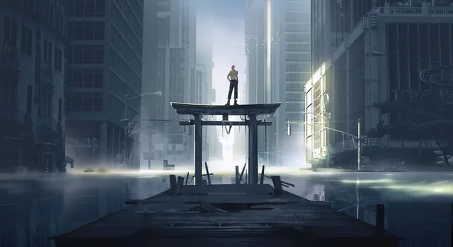 アニメ呪術廻戦の街並み HD 壁紙