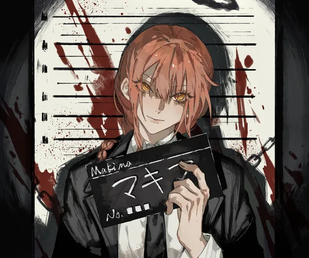 Páipéar balla Anime: Makima Mug Shot2K