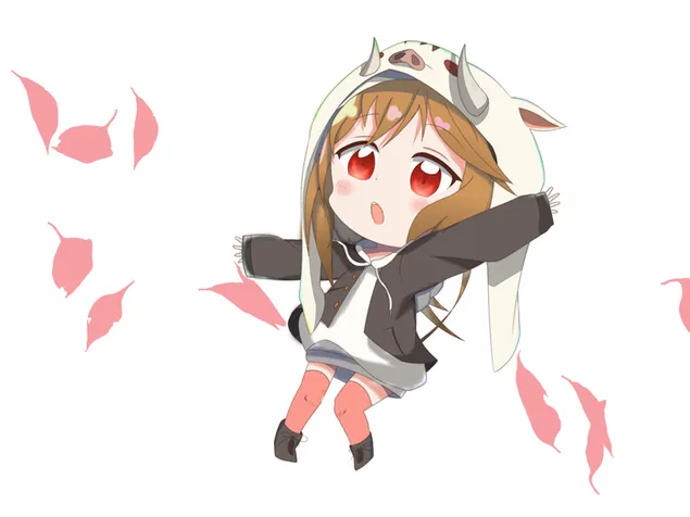 Páipéar balla Cailín Chibi Bunaidh Anime4K