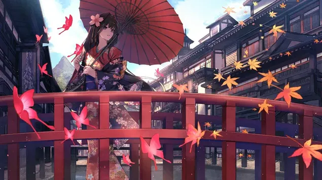 Anime Princess indossa un kimono 4K sfondo