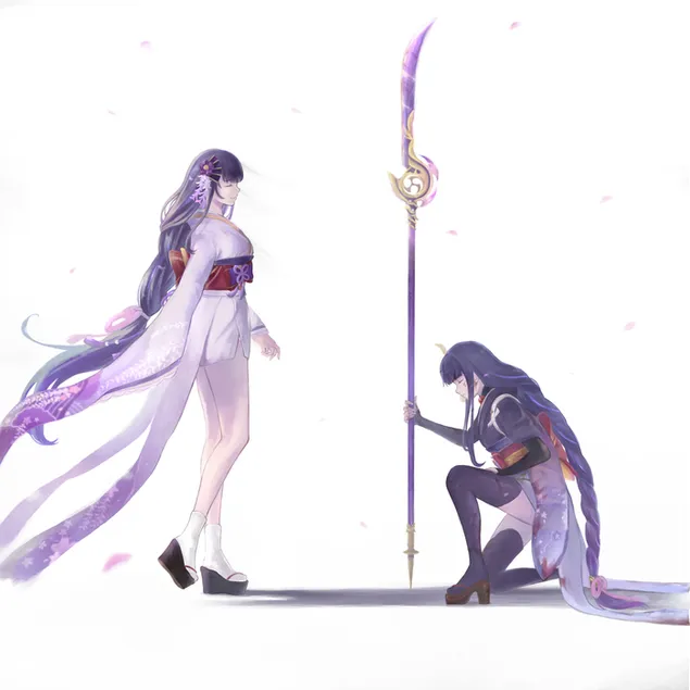 Páipéar balla Deirfiúracha Anime | Tá meas ag Raiden Makoto ar a dheirfiúr níos sine Raiden Shogun | Tionchar GanshinHD