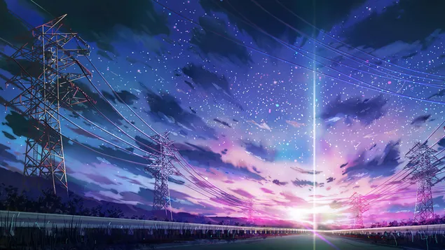 Anime-Sonnenaufgang-Hintergrund-Kunst herunterladen