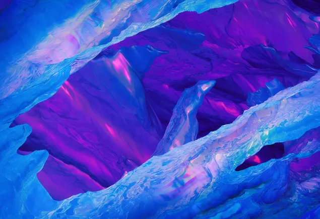 Steenafbeelding in anime-stijl getekend in blauwe en paarse kleuren 2K achtergrond