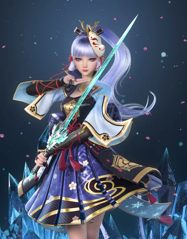 فتاة أنيمي محاربة كاميساتو أياكا | تأثير جينشين HD خلفية