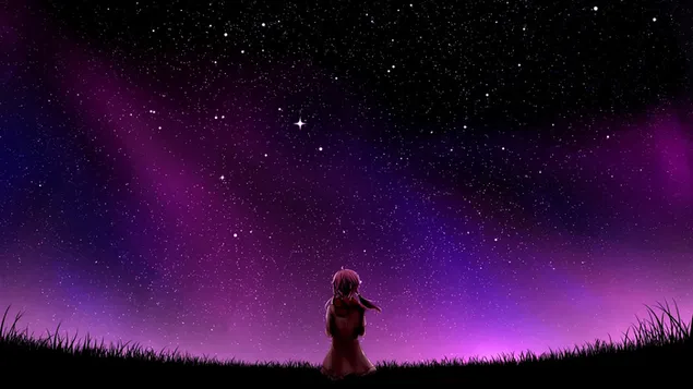 Аниме смотрит пурпурное небо HD обои