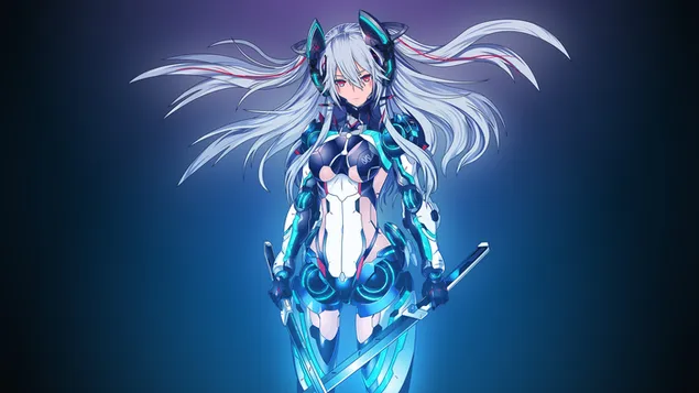Anime White Haired Lady Warrior download