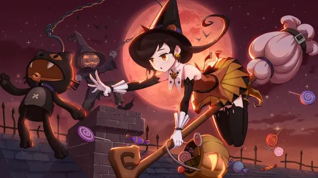 Anime Witch In Moon Night