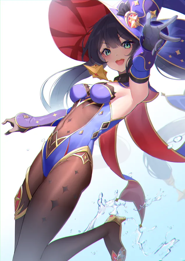 Páipéar balla Anime cailleach Mona | Tionchar Genshin.2K