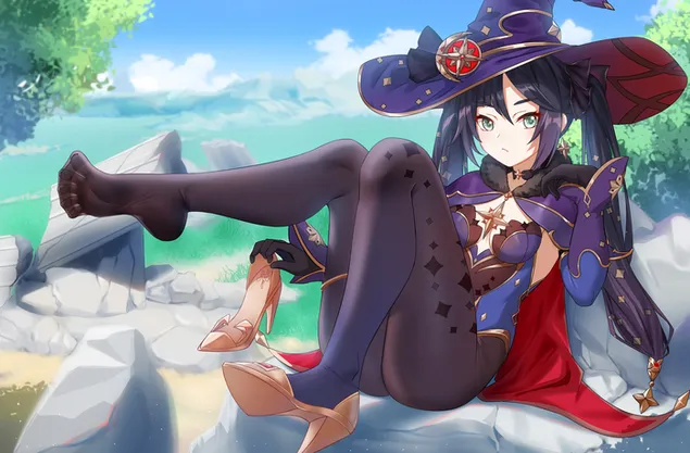 Páipéar balla Anime cailleach Mona bhaint di cnoic | Tionchar Ganshin2K