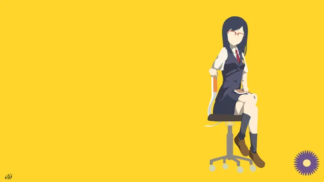 Anohana - chiriko tsurumi sitting in a stool