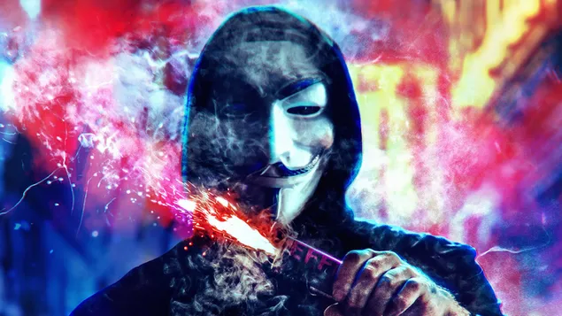 Anonymous Mask Holding Red Rose 4k Wallpaper Download 