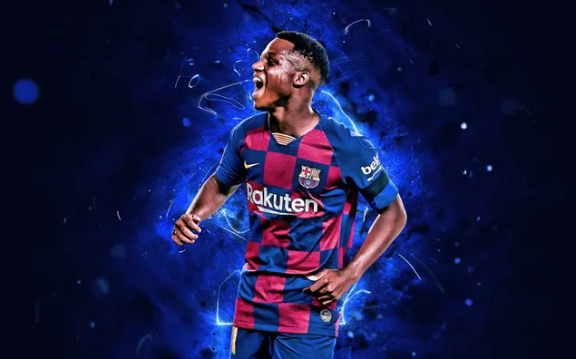 Ansu Fati, the young left winger of the Spanish League team Barcelona download