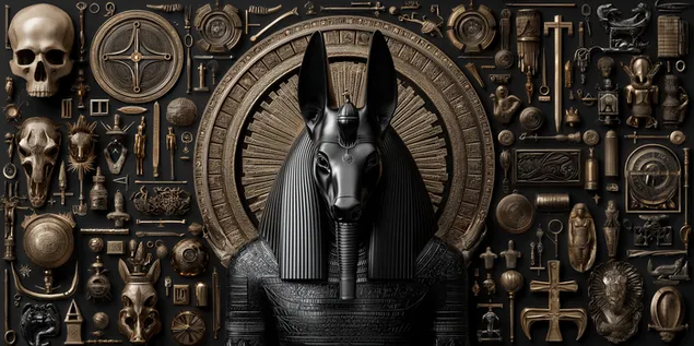 anubis, vi than cho rung ai cap duoc bao quanh boi cac hien vat tai xuong