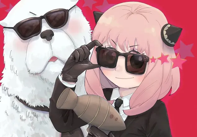アーニャとボンドがかわいいサングラスをかけている ダウンロード