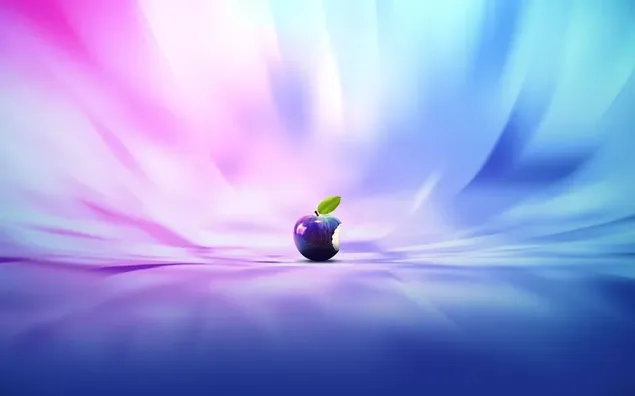 Apple logo design of bitten apple in pink, purple, blue luminous colors