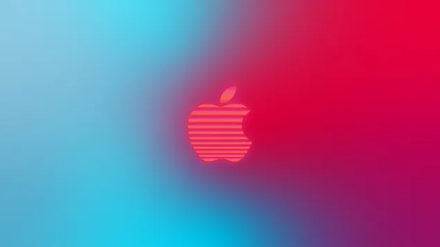 レッド ブルー トーンの青写真の Apple ロゴ