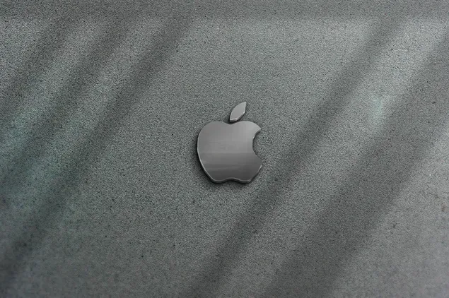Logo Apple dengan latar belakang abu-abu unduhan