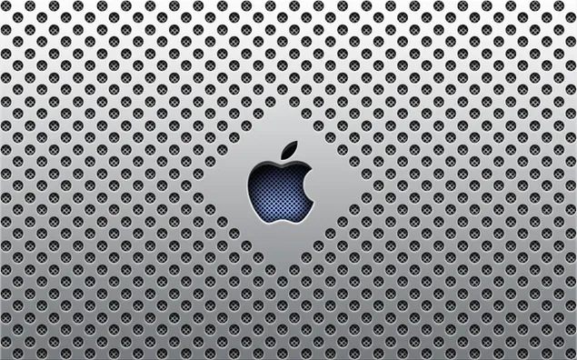 Logo Apple trên nền lưới màu xám