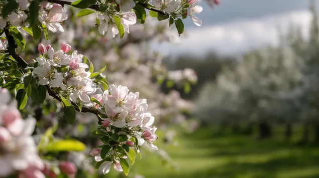 klon na yab''lkovo d''rvo v p''len proleten ts''ftezh na fona na ovoshchna gradina izteglyane