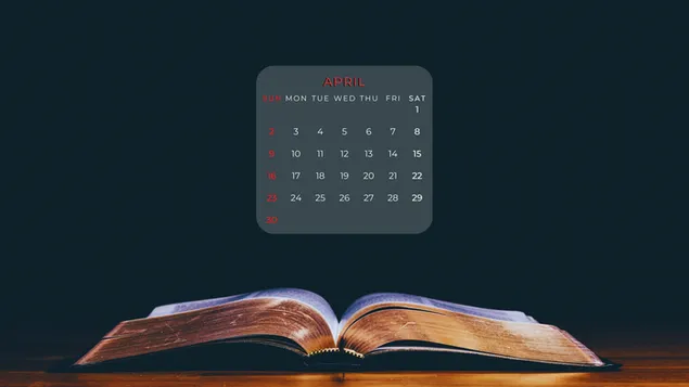 2023 m. balandžio mėn. kalendorius – atviras Biblijos minimalistinis dizainas 4K ekrano užsklanda
