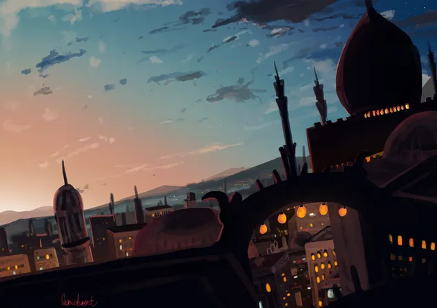 Arabijos miestas 2K ekrano užsklanda