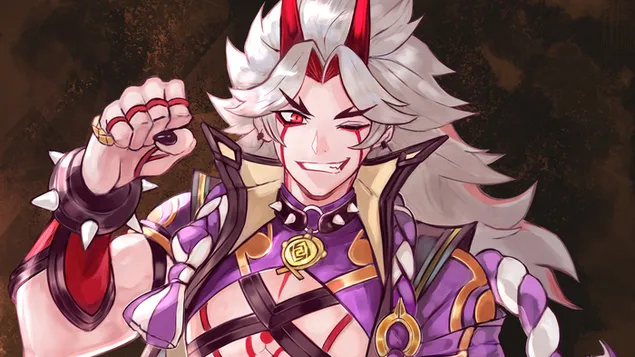 Páipéar balla Arataki Itto (Fanart) - Tionchar Genshin (Físchluiche Anime)4K