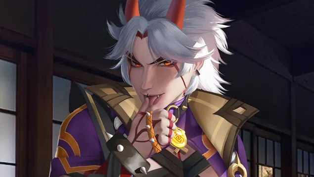 Páipéar balla Arataki Itto (Fanart) - Tionchar Genshin [Físchluiche Anime]4K