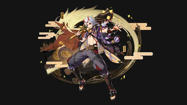 Arataki Itto (carattere geografico) | Genshin Impact [Videogioco anime] 4K sfondo