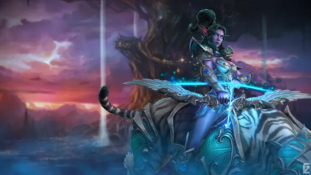 Boogschutter Elf 'Tyrande Whisperwind' - World of Warcraft (WoW) 4K achtergrond