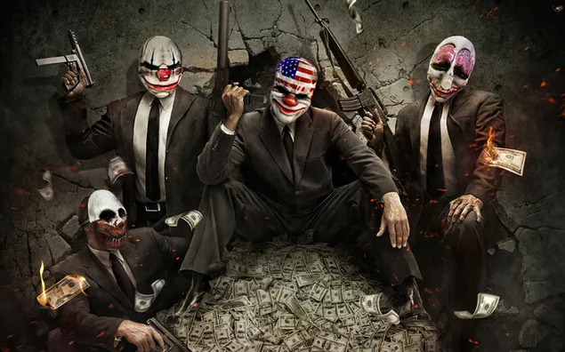 Armed characters from the Payday video game series