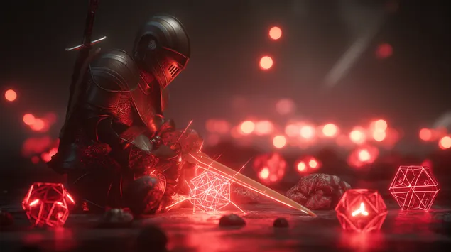 bron'ovana figura vidpochivaie sered svitnikh kul' ta syayuchogo leza zavantazhiti