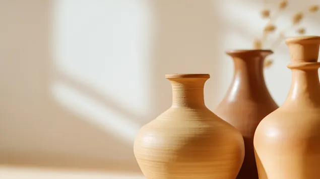 muat turun susunan bekas tembikar yang elegan dengan tekstur halus