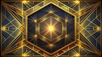 Tapeta Geometrické zlaté linie ve stylu Art Deco – Elegantní zlaté linie vytvářející rám kolem okraje a zanechávající jasnou středovou oblast 4K