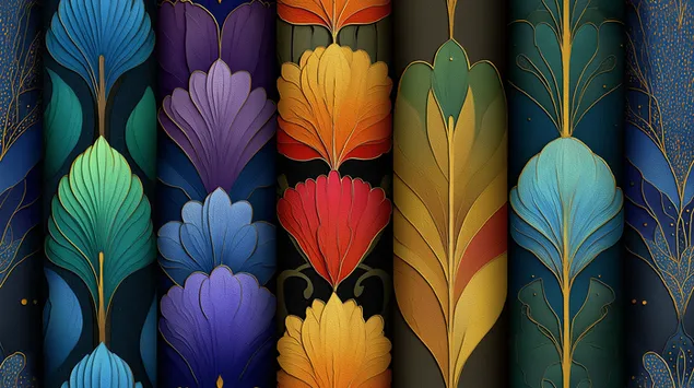 Taustpilt Juugendstiilis lillekolonnid kuldsete detailidega 2K