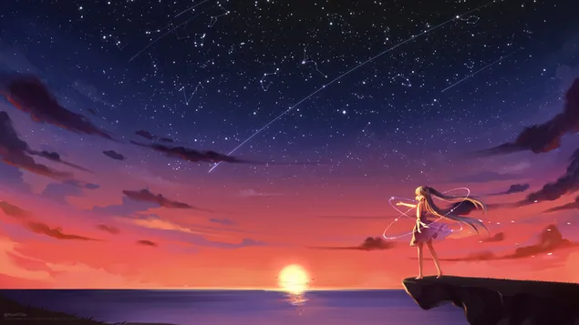 Arte de puesta de sol de anime