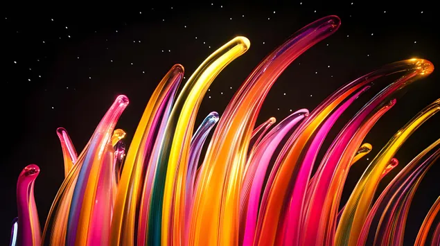 Hình nền Những thanh thủy tinh nghệ thuật tỏa sáng trên bức tranh thiên đường 8K