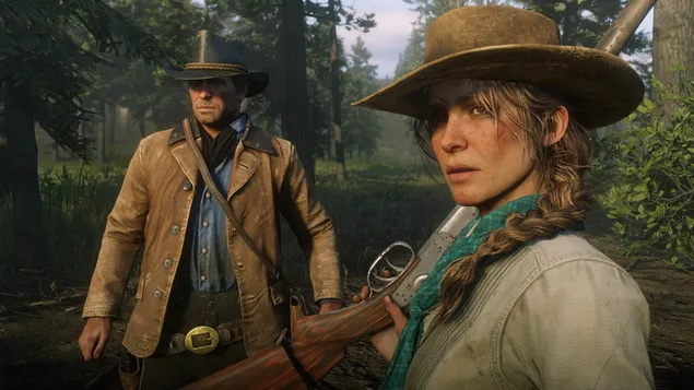 Arthur dan Sadie di Red Dead Redemption 4K wallpaper