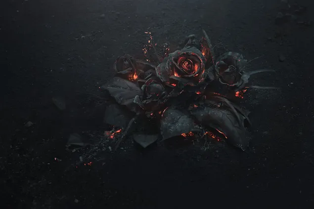 Künstlerische brennende Rose 4K Hintergrundbild