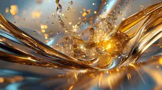 Artistic Fragmentation: Glass and Golden Streams 4K wallpaper