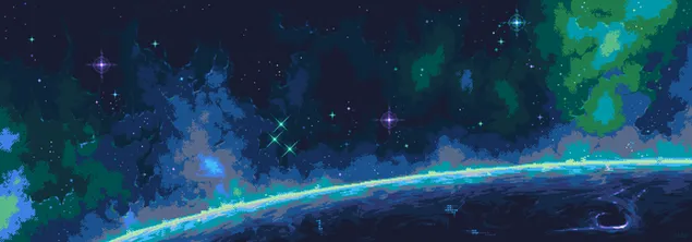 Artistic pixel art work consisting of blue and its tones download