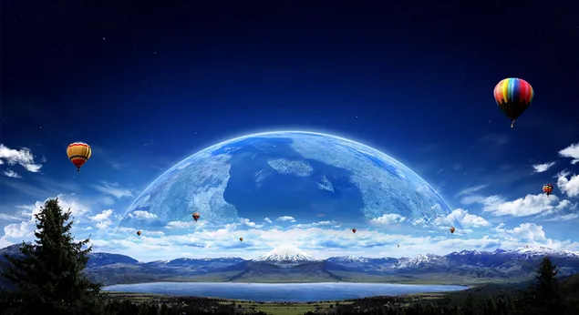 Artistic Planet background 2K wallpaper