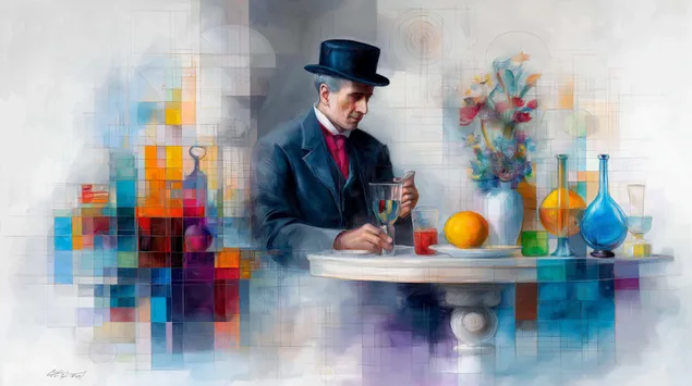 portraid ealaionta le culra teibi, stil picasso-feininger ioslodail