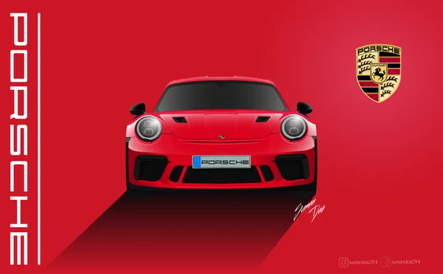 Artistic red Porsche