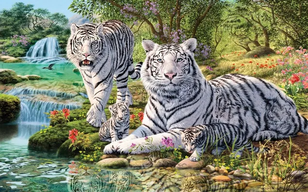 Artistieke witte tijgers download
