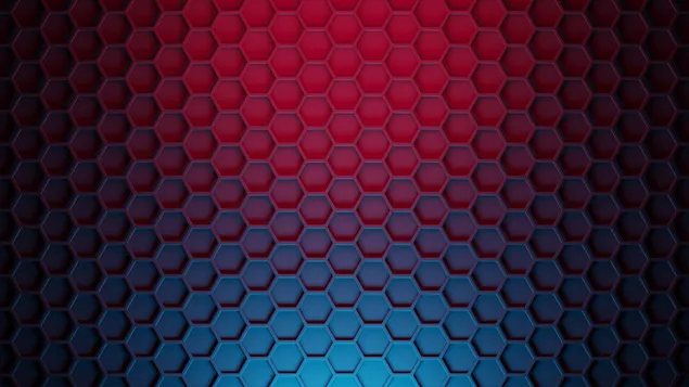 Artistieke blauwe en rode zeshoek minimalistische achtergrond download