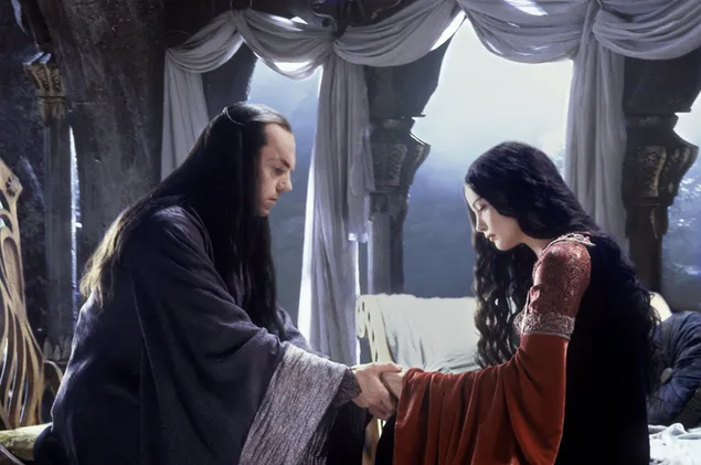 Arwen en Lord Elrond - The Lord of the Rings & The Return of The King 2K achtergrond