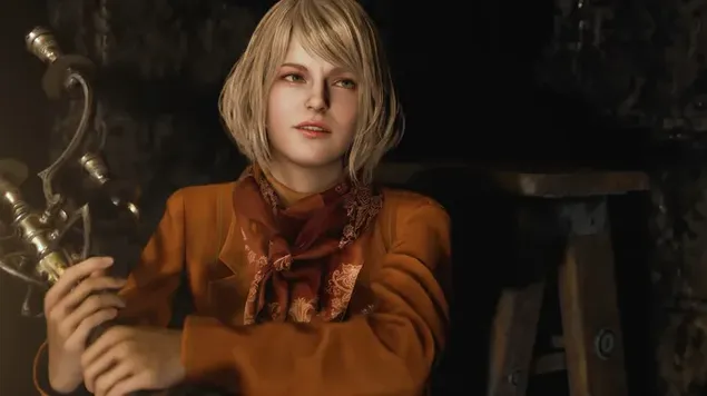 Асхлеи Грахам из римејка хорор игре Ресидент Евил 4 4K позадина